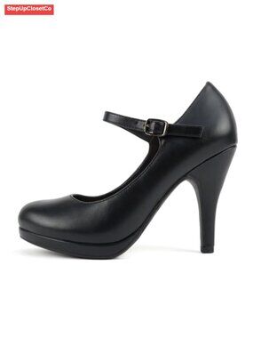 Dennis Heeled Pump with Ankle Strap, Memory Comfort Padding, 4" Heel